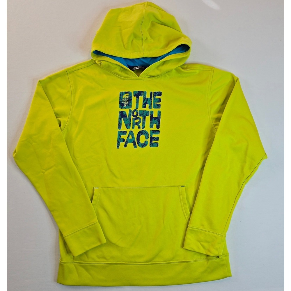 The North Face Surgent Boys Logo Hoodie Neon Yellow- Lined Hood XL 18 20